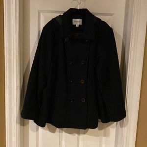Women’s detachable-hood black pea coat by Avenue in size 26/28